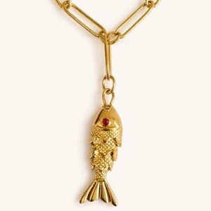 Fish Pendant Necklace – Paperclip Chain